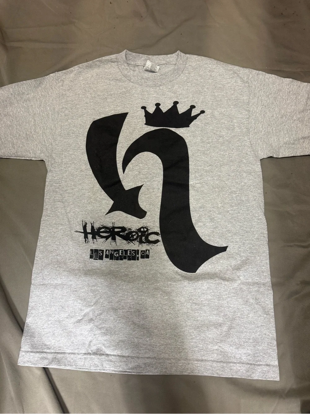 Alstyle Gray Heroic Los Angeles CA Logo Graphic T-Shirt Crew Neck M